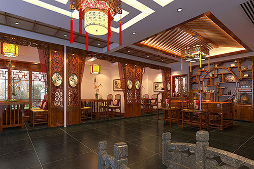 长坡镇优雅恬淡中式茶叶店装修设计效果图