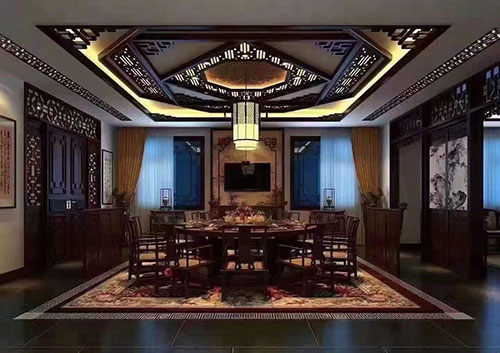 长坡镇四合院古典中式装修会所效果图